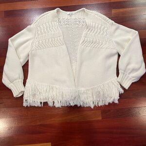Frame Denim Ivory Fringe Cardigan Cotton/Cashmere XL
